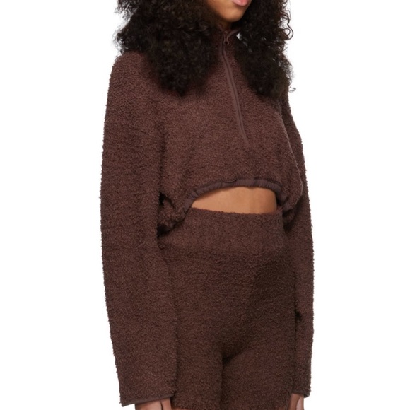 SKIMS Cozy Knit Cropped Sweatshirt - Brown - Picture 1 of 7